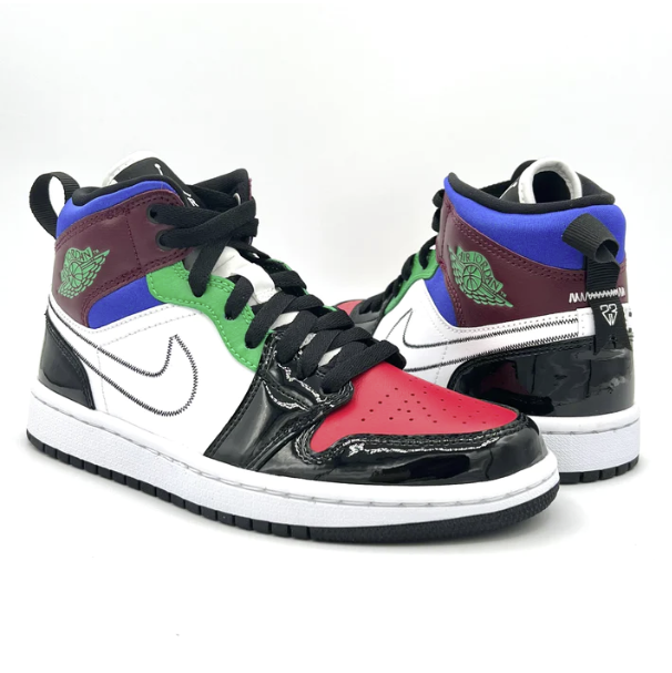 AIR JORDAN 1 MID SE BLACK WHITE MULTI-COLOR