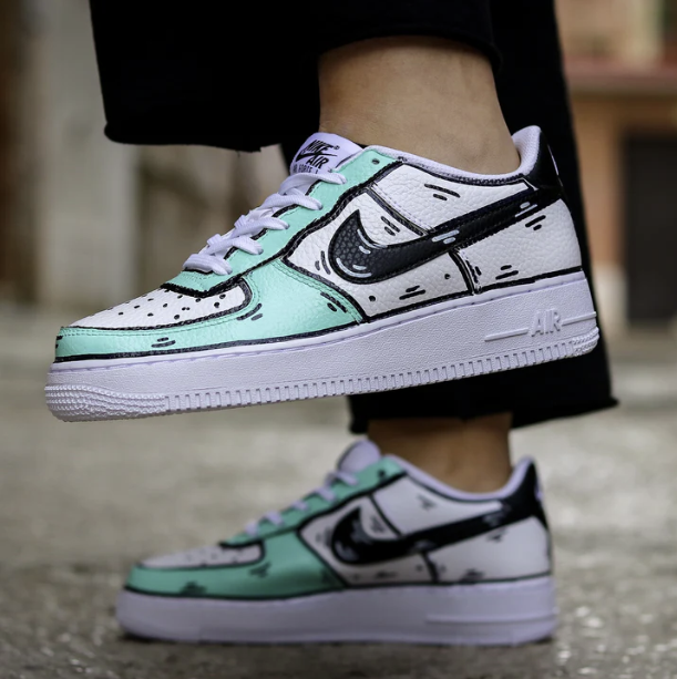 AIR FORCE 1 CARTOON MENTA SWOOSH NERO